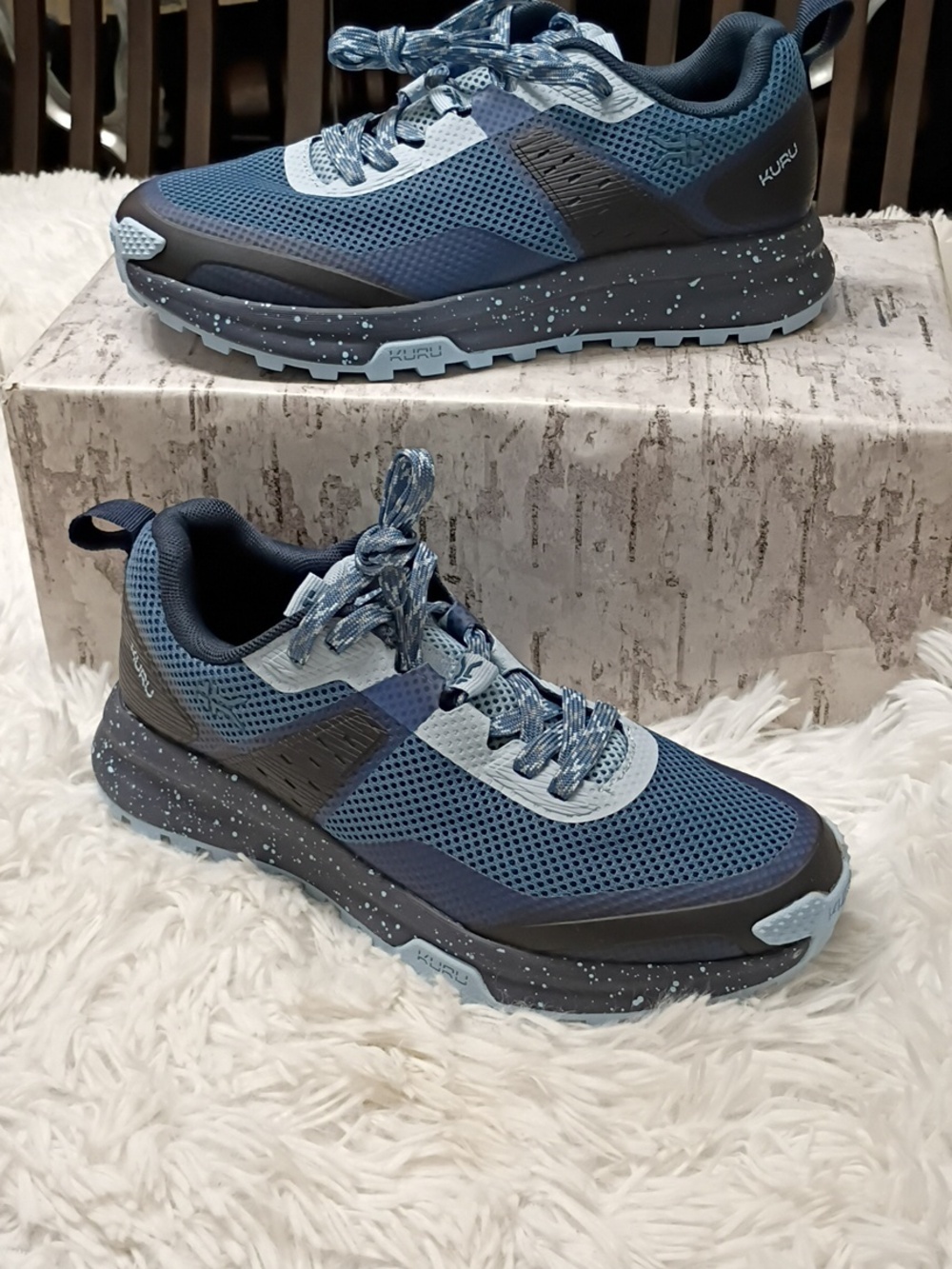 KURU Atom Women's Hiking Shoes in Blue Highlights Plantar Fascitis 7M